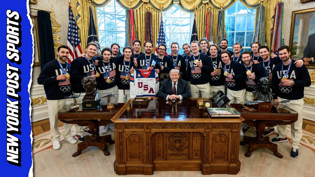 USA men's hockey team visits The White House