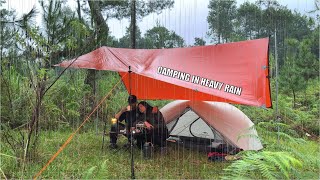 Camping in Heavy Rain – Setting Up Tent, Cooking Dinner & Night Coffee