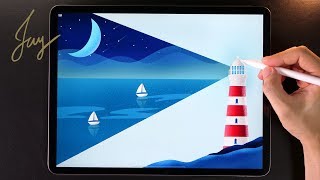 Lighthouse on iPad Pro with Procreate | #procreate #아이패드그림