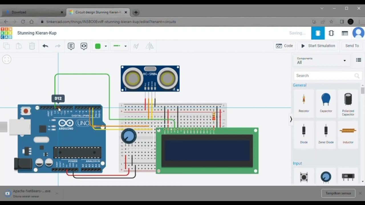 Projek Sensor Jarak Arduino pada Tinkercad - YouTube