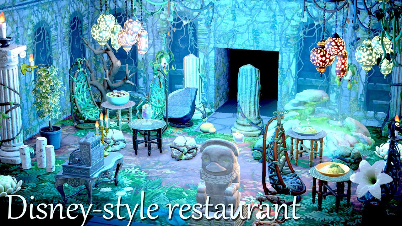 あつ森 ハピパラのレストランをディズニー テーマパーク 風にレイアウト ヒカリゴケやツタの新家具を使って幻想的な空間にしてみたよ あつまれどうぶつの森 ハッピーホームパラダイス島紹介 Youtube