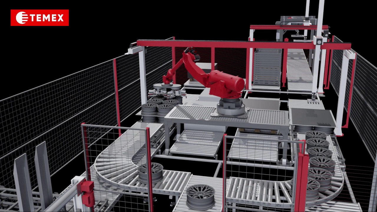 Robotic line for wheel palletization | Rim palletization line