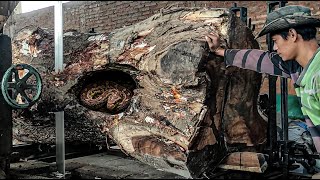Shocking Sawmill Moment‼️Giant Rain Tree Cut Reveals an Incredible Discovery