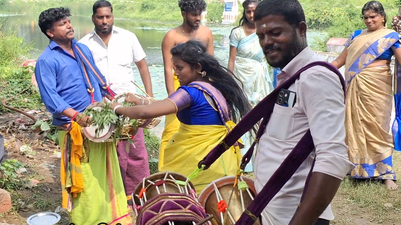 #எல்லையம்மன் ஆலயத்தில் #சிறுமி மீது #ஆக்ரோஷத்துடன் சாமியாட்டம் #kovil saami attam #Pambai Folk music