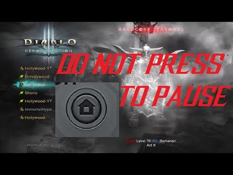 Diablo 3 Switch - Hardcore DO NOT use the Home Button to Pause the Game