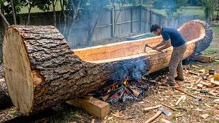 He Turned a Giant Tree Into a Massive Canoe | Start to Finish by @OutbackMike