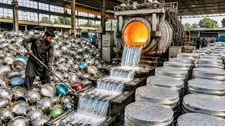 How Waste Aluminum Scrap Is Recycled Into Giant Cooking Pots | Amazing Factory Recycling Process 
