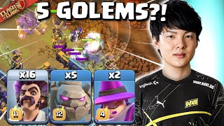 Stars RISKS WAR on INSANE 5 GOLEM attack in Tournament FINALS! Clash of Clans