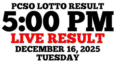 Lotto Result Today 5:00 PM Draw December 16, 2025 Tuesday PCSO LIVE Result