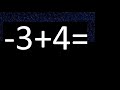 Minus 3 Plus 4 Adding And Subtracting Negative Numbers Minus Theree Plus Four 3 4