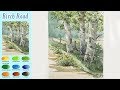 Landscape Watercolor - Birch Road (Arches rough, wet-in-wet) NAMIL ART