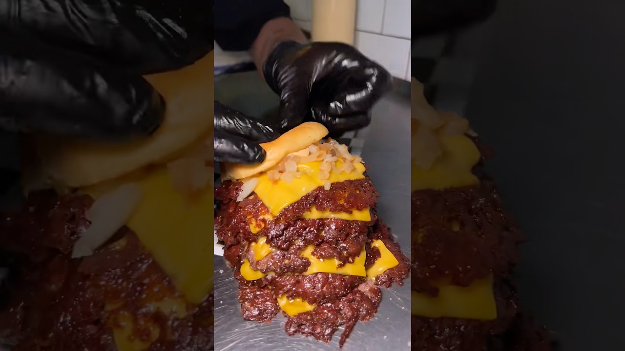 Finally, the right size of SMASH BURGER! 🍔🤤 The FIVE-STACK SMASH from SMASHED NYC! #DEVOURPOWER