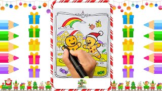 🎄 How to Draw and Color Gingerbread Man for Christmas 🍪 Fun Holiday Coloring Pages for Kids!