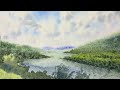 How to Paint a Lake with Hills & Trees | Watercolour Timelapse | Painting Lake scene in Watercolor