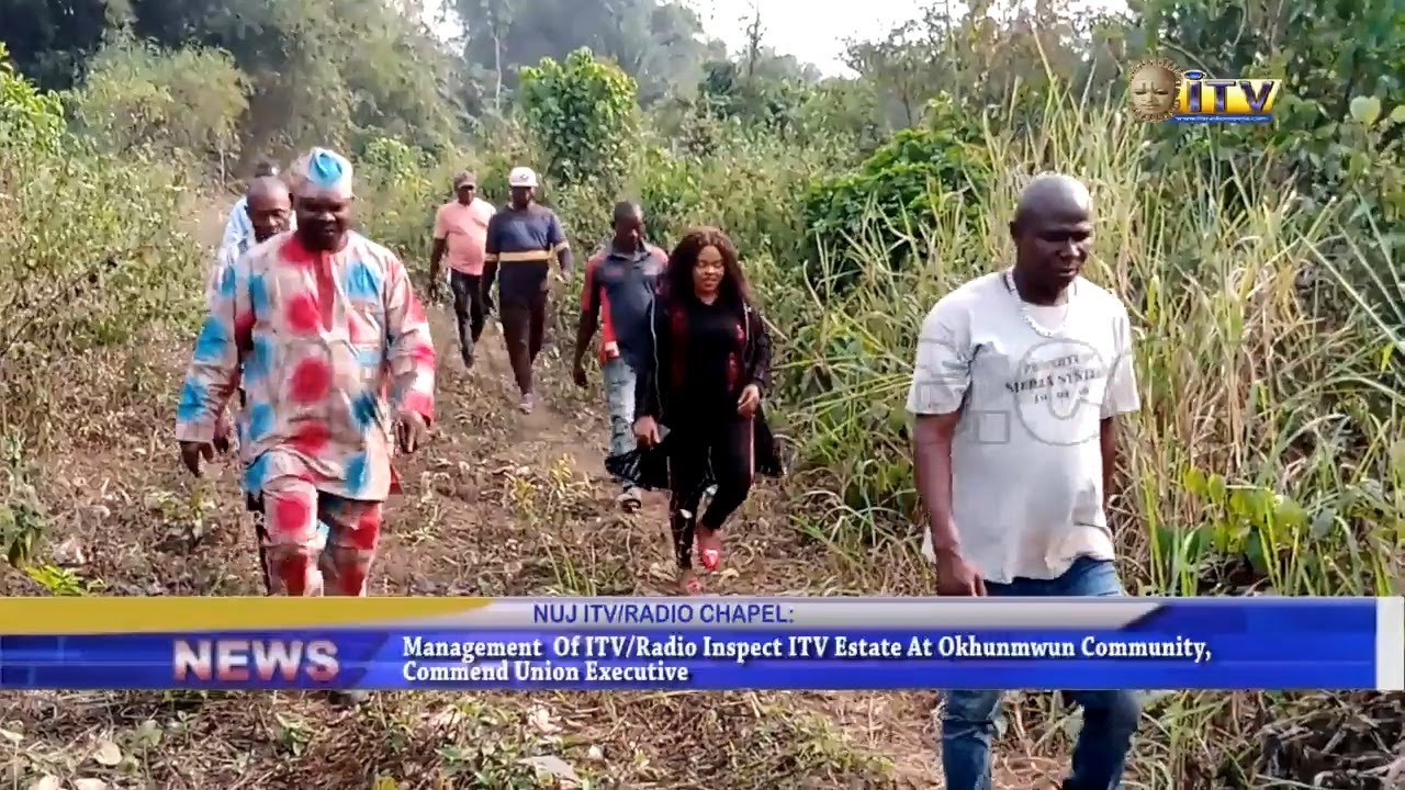 Management of ITV/Radio inspects ITV estate at Okhunmwun Community Commend union executive.