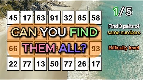 ARE YOU HEALTHY? Find 3 pairs of identical numbers/Dementia Prevention Quizzes/Tests.#256
