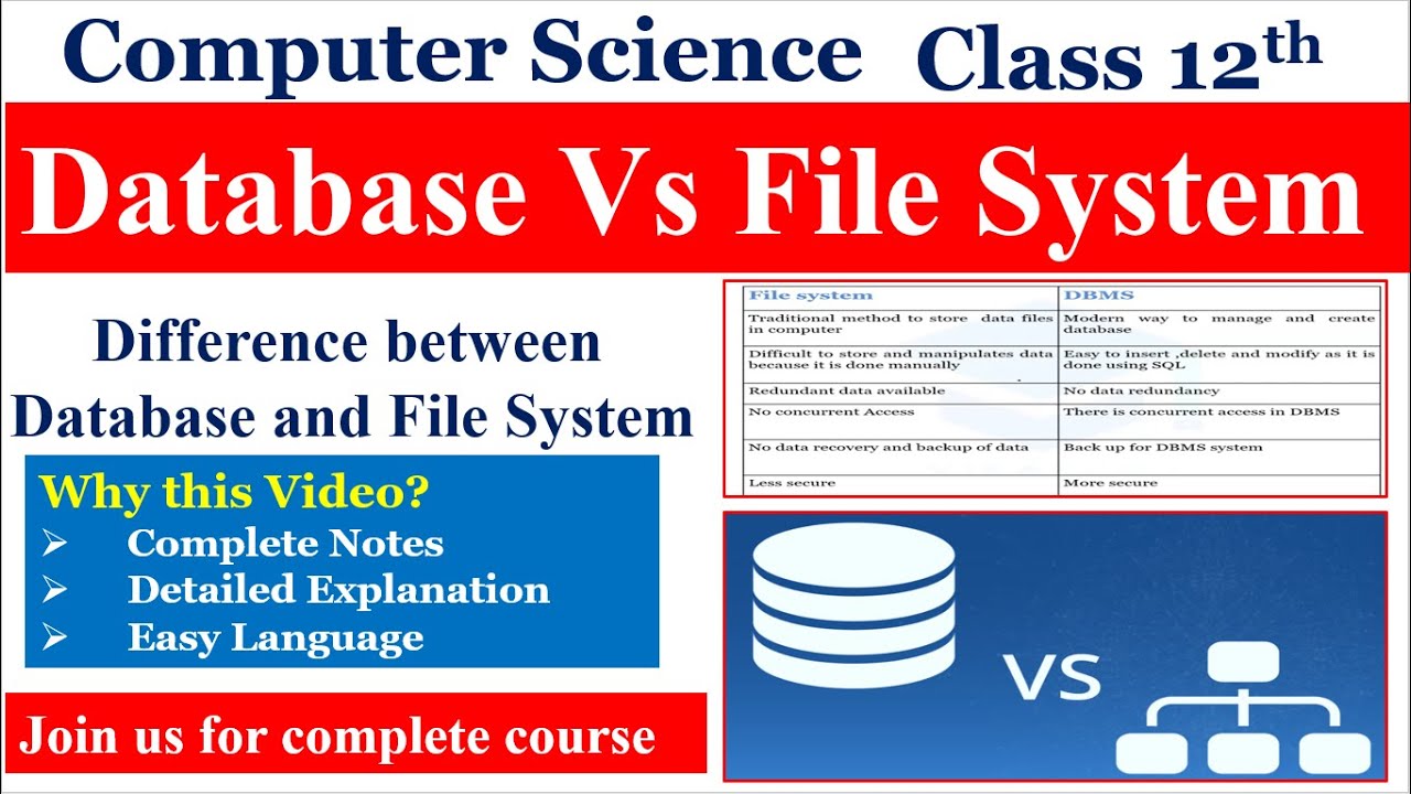 Difference between database and file system class 12 || 12computer ...
