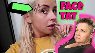 Face Tattoo Prank ON MOM. *not happy*