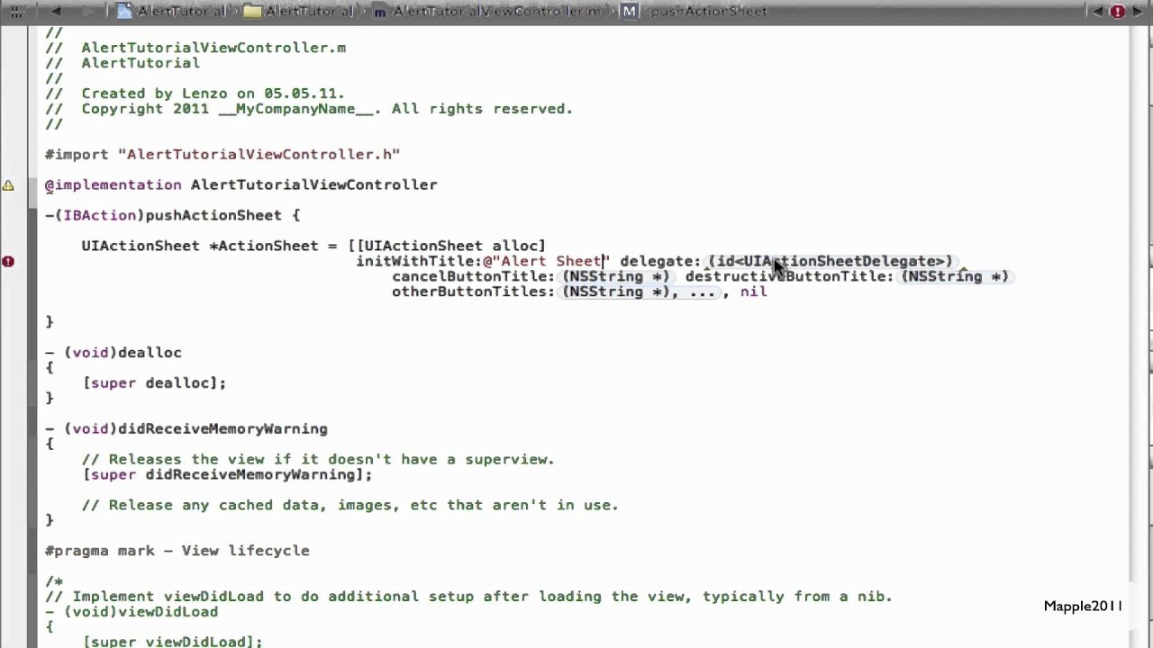 Xcode 4 iPhhone SDK Tutorial - Display an Alert Action Sheet HD - YouTube
