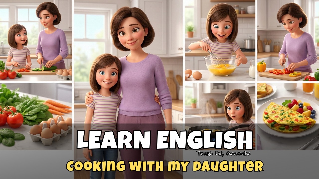 Cooking With My Daughter - Natural English Conversation & listening Practice (A1 A2)