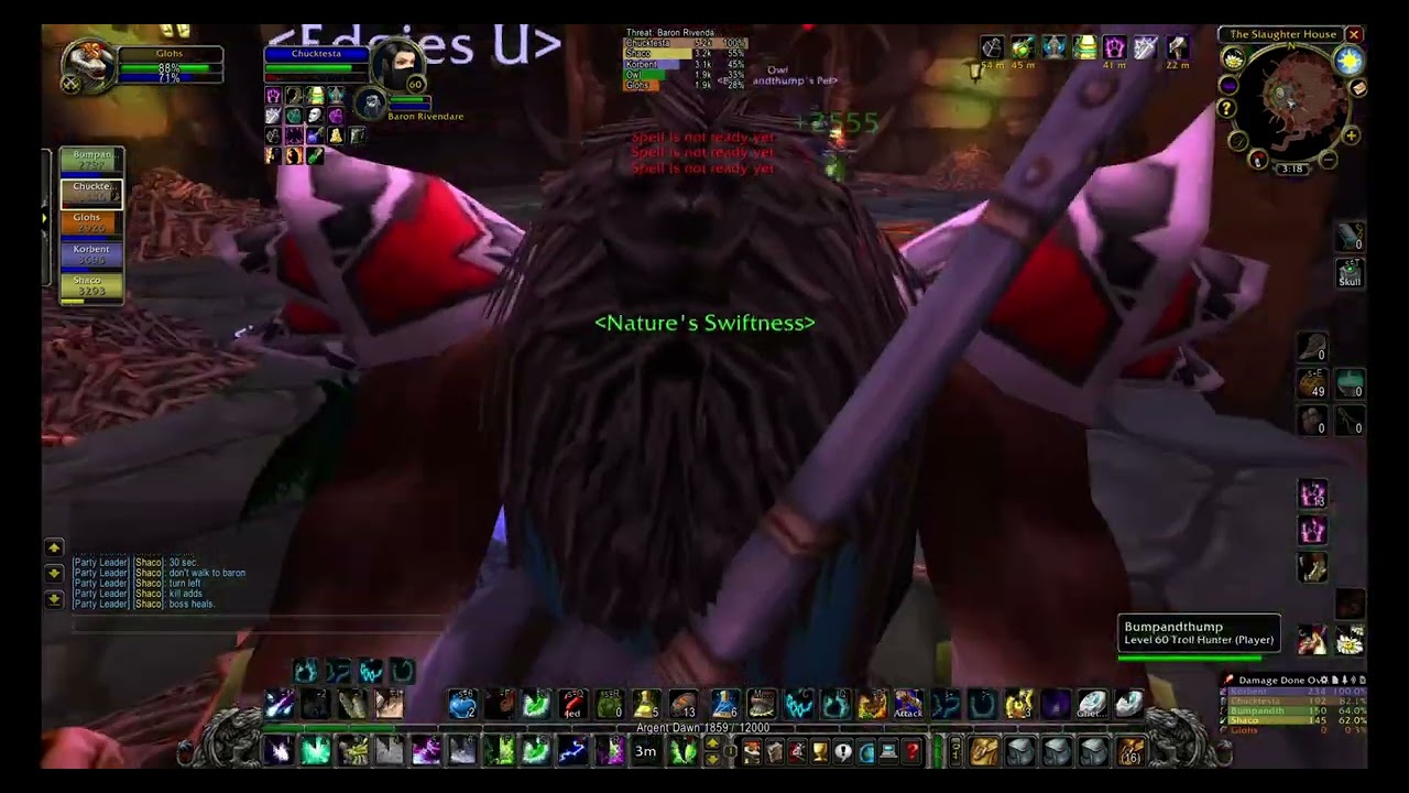 WoW Hardcore - Tanking Baron Rivendare With No Shield and 4k HP!  Healer POV