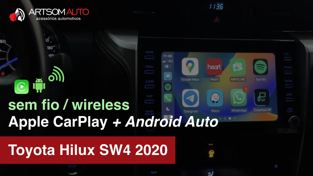 Toyota Hilux SW4 2020 - 📲 Apple CarPlay e Android Auto sem fio + carregador por indução 🔋