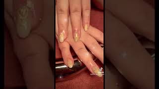 NATURAL white gel with gold fypシ decorations bylailagio gelnails follow