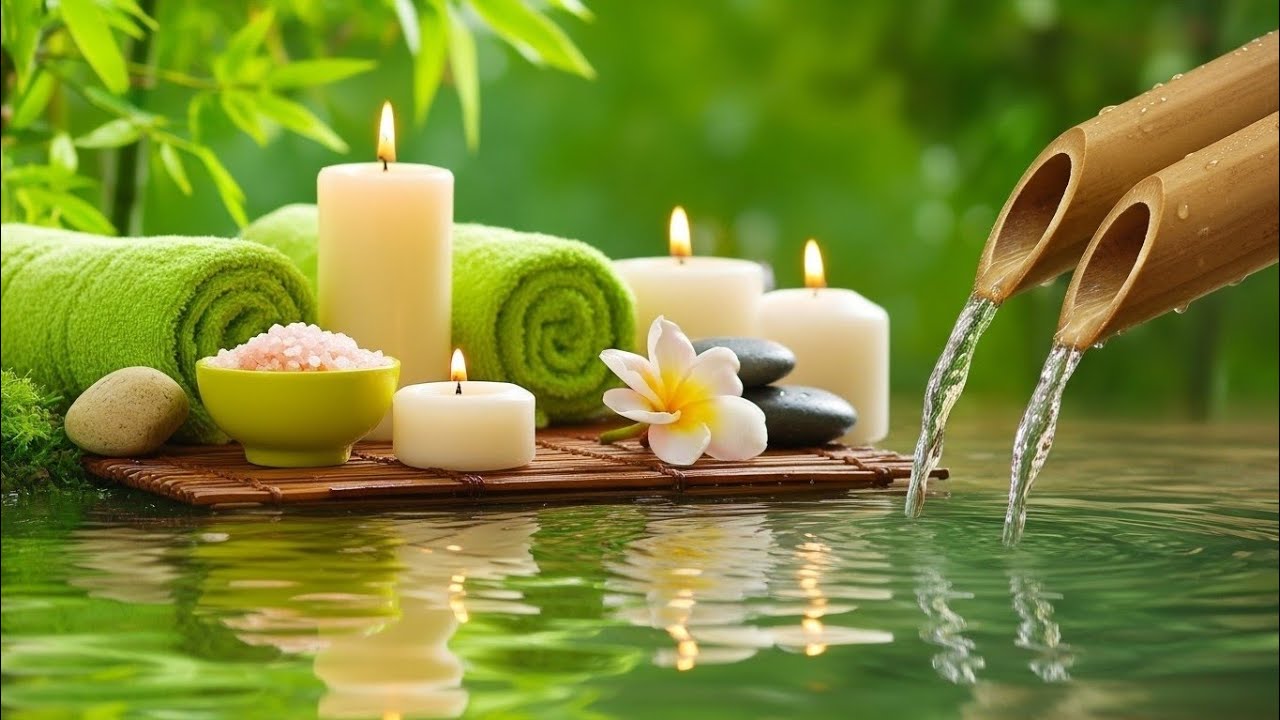 Soothing Spa Piano Music 🌿 Relaxing Sleep Music & Nature Sounds, Bamboo Water Fountain, Calm Music