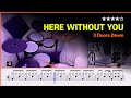 Here Without You - 3 Doors Down (★★★★☆) Pop Drum Cover with Sheet Music