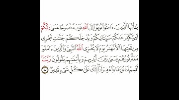 سورة التحريم 4 القسم الرابع تكرار كيفي من .. يا أيها الذين آمنوا توبوا إلى الله توبة .. إلى .. قدير