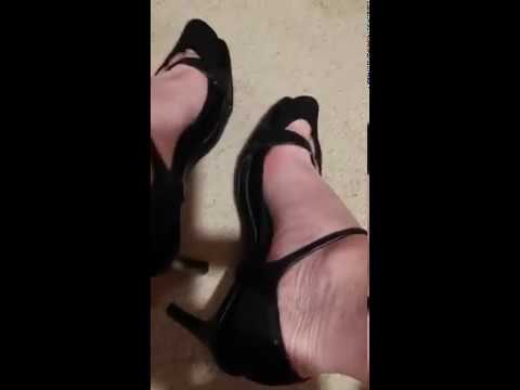 Strappy high heels and ped socks