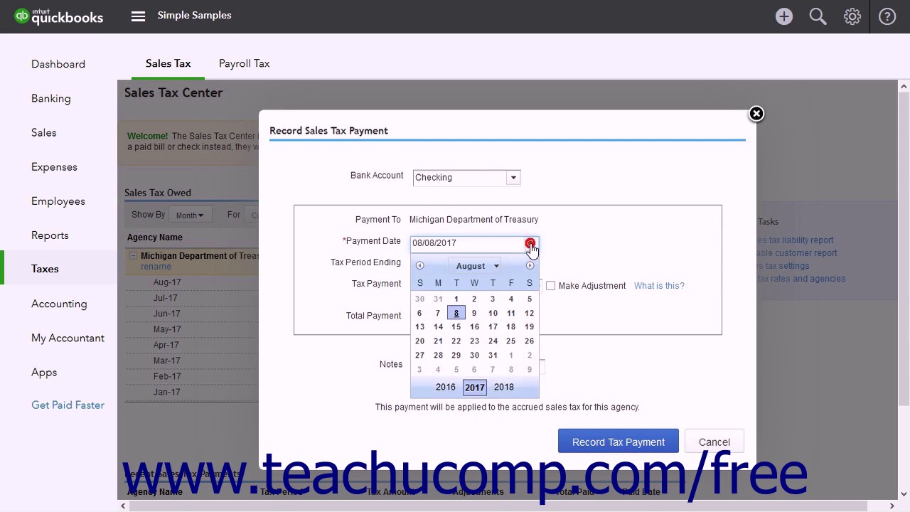 QuickBooks Online Plus 2017 Tutorial Paying Your Tax Agencies Intuit ...