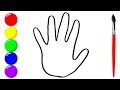 Hand rainbow colours drawing painting coloring for kids   toddlers  how to draw hand easy