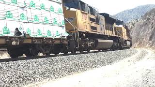 UP 8022 Leads Southbound train passes through Cajon Pass CA
