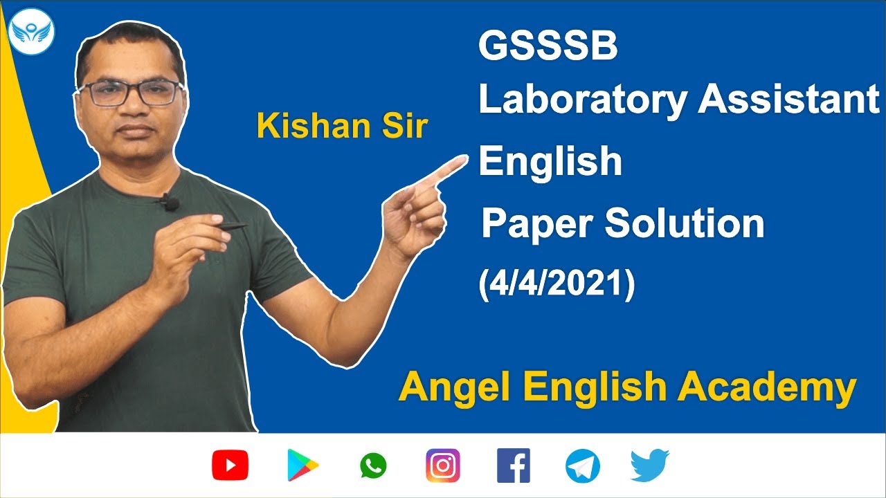 GSSSB Laboratory Assistant Paper Solution - English (04-04-2021) | Angel English Academy