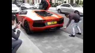Lamborghini Aventador Lighting Cigar With Flames!