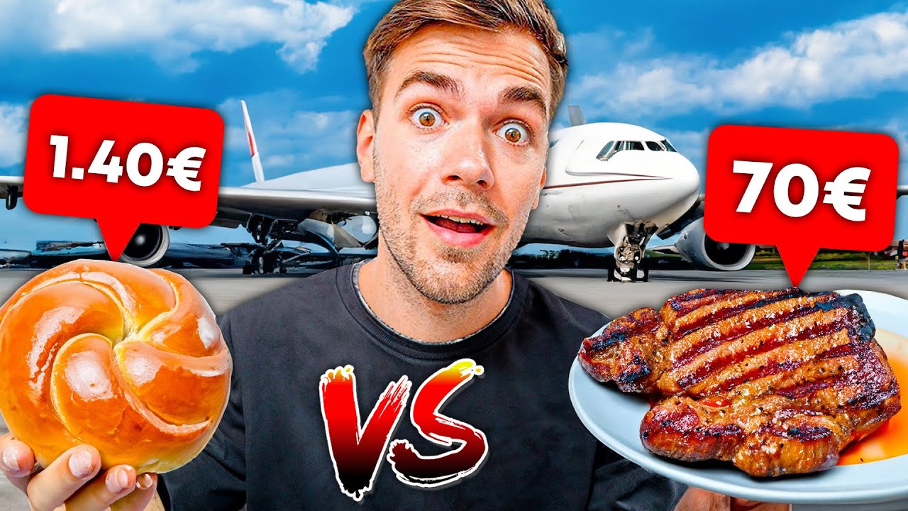 Ich esse das GÜNSTIGSTE und TEUERSTE am Flughafen ✈️🤯