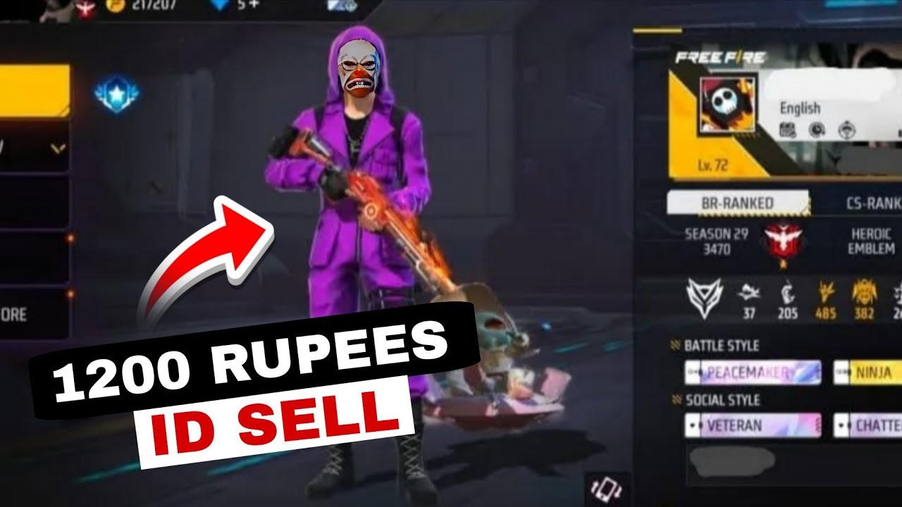 FREE FIRE ID SELL - 1200 RUPEES 🔥