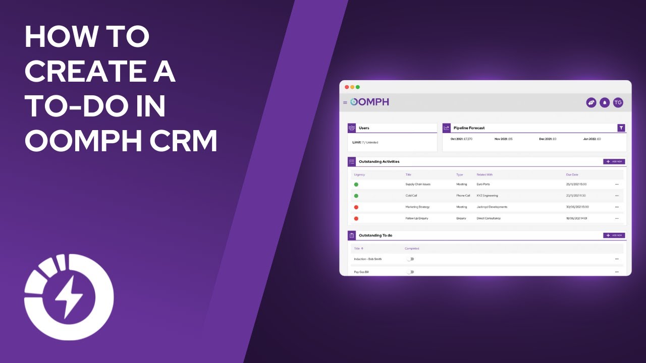 How To Create A To-Do In Oomph CRM