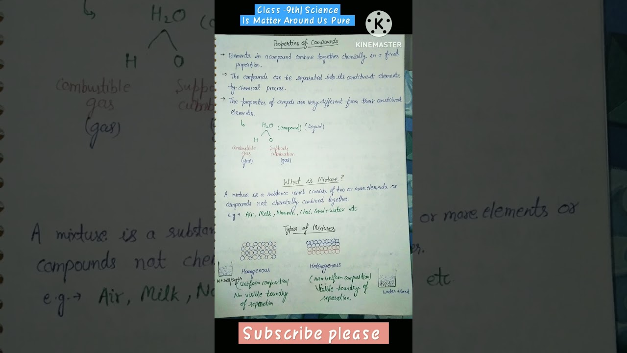 Is Matter Around Us Pure ? | PDF Notes| Science Chapter-2 | Class 9th #class9 #notes #science #cbse