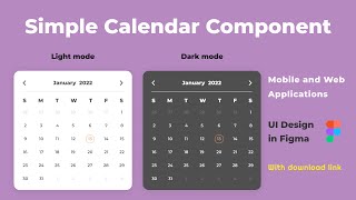 Simple Calendar Component  for Mobile and Web Applications | FIGMA | UI Design