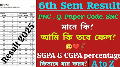 6th Semester Result, PNC, Q, Paper Code, SNC লেখার মানে কি? SGPA & CGPA percentage কি করে বার করব