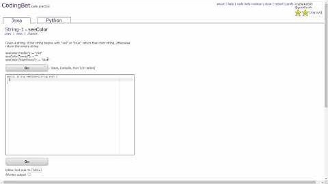 String - 1 (seeColor) Java Tutorial || Codingbat.com