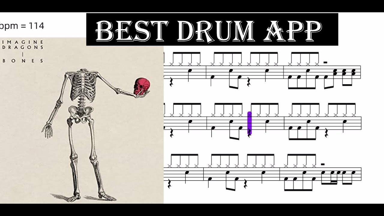 Imagine Dragons - Bones Drum Sheets Tutorial TABS | Best Dum App InstaDrum | Beginner Drummer