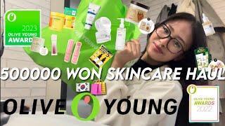 Skincare haul worth 500000 won from OLIVE YOUNG 🛍️🛒🤑