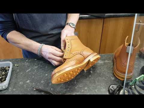 TRICKERS BOOTS Orange Dainite Sole Rebuild Brass Eyelets