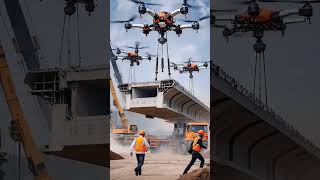 🚁 Giant Drones Lifting Heavy Bridge Section 😱 | Amazing Engineering Power!