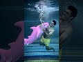 when the shark entered the pool 🦈😱