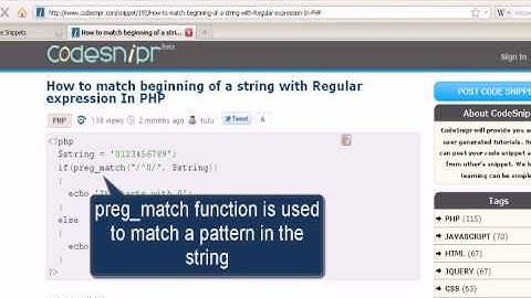 PHP tutorial :How to match beginning of a string with Regular expression In PHP