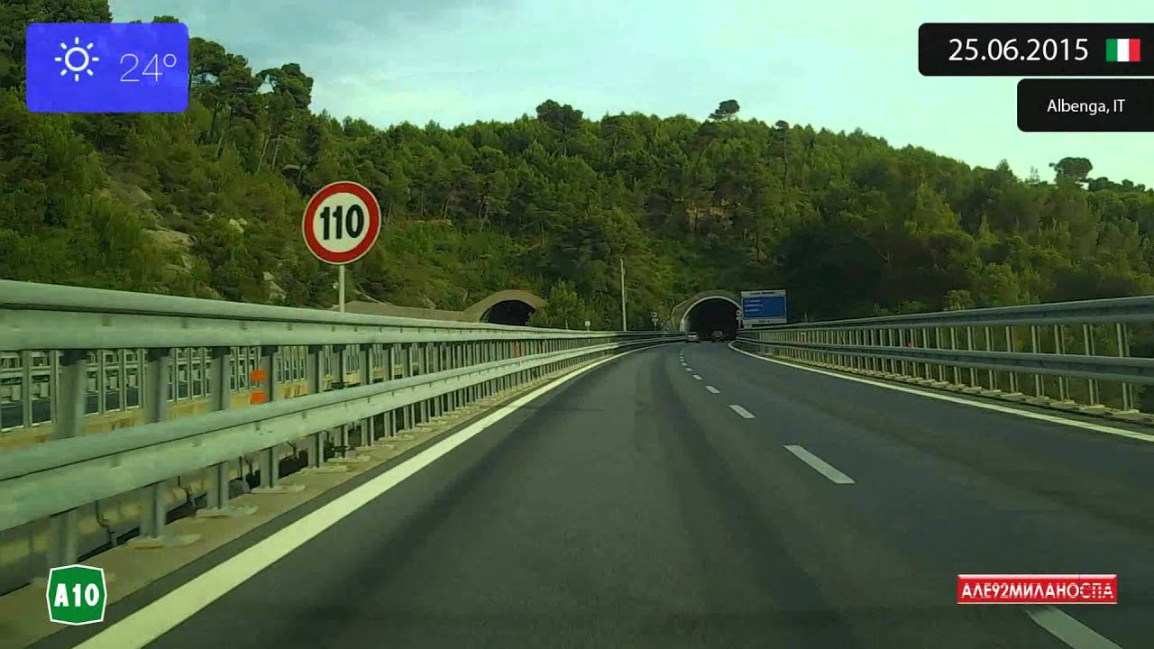 Driving from Genova (Italy) to Menton (France) 25.06.2015 Timelapse x4